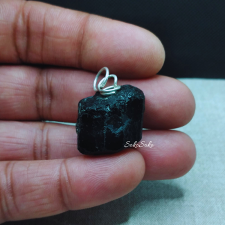 Natural Black Tourmaline Rough Pendant