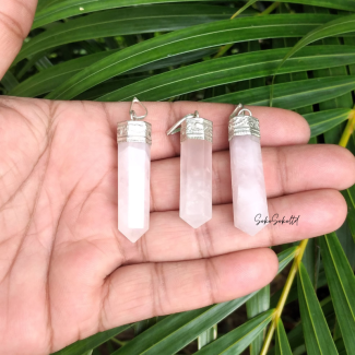 Natural Rose Quartz Pencil pendant