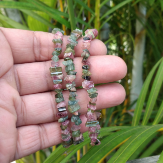 Natural Watermelon Tourmaline Chips Bracelet