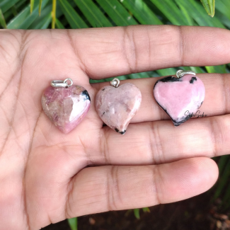 Natural Rhodonite Heart Pendant