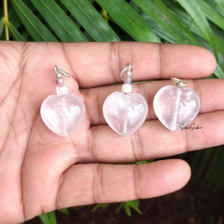 Natural Rose Quartz Heart Pendant