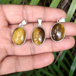 Tiger Eye Pendant in Sterling Silver 925